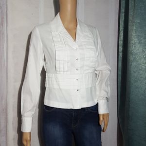 Jones New York PS White Cotton Blazer